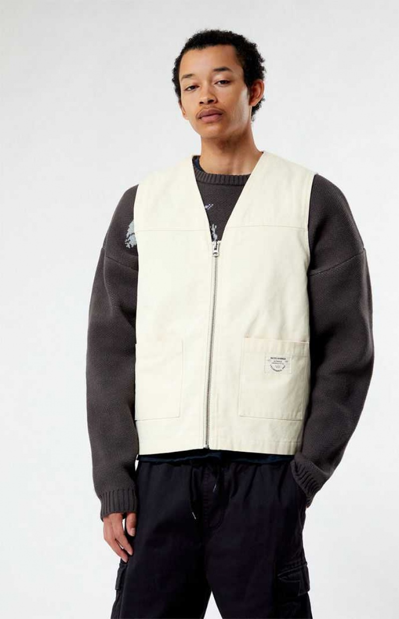 CREAM PacSun Canvas Vest | IBQYSNC-40