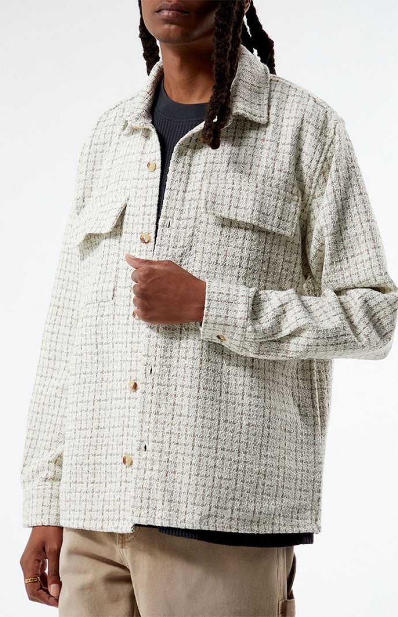 CREAM PacSun Classic Tweed Oversized Shacket | PQHRXIY-48