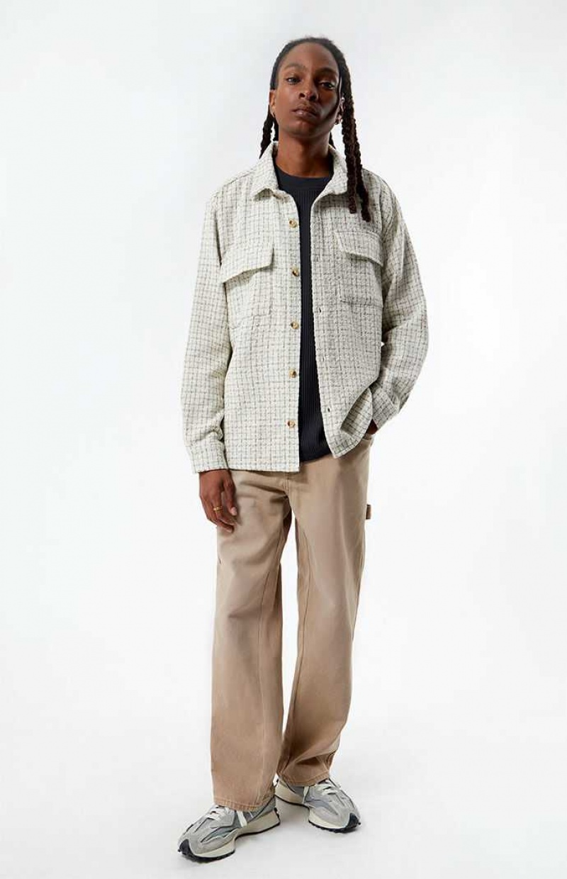 CREAM PacSun Classic Tweed Oversized Shacket | PQHRXIY-48