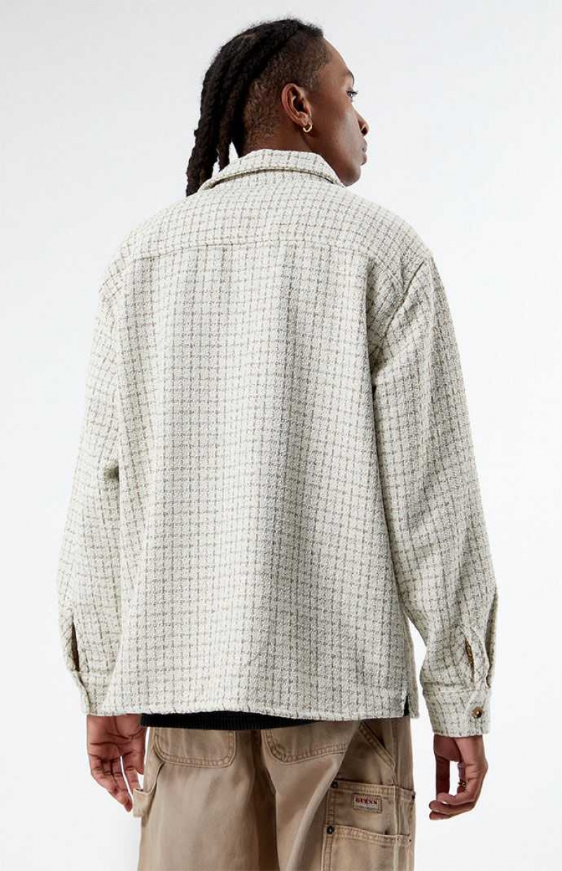 CREAM PacSun Classic Tweed Oversized Shacket | PQHRXIY-48