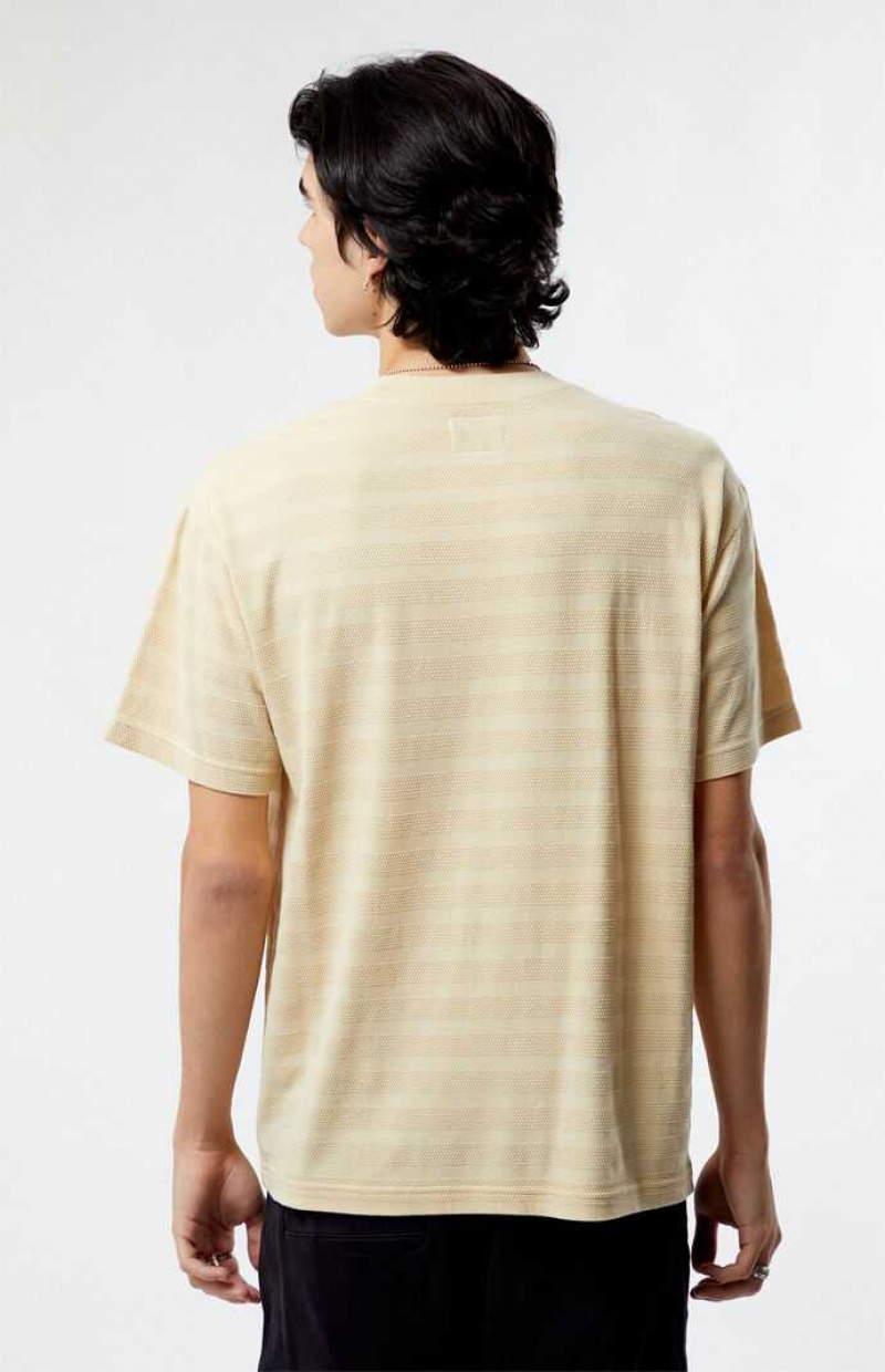 CREAM PacSun Cream Even Textured Stripe T-Shirt | MKRTWOL-23