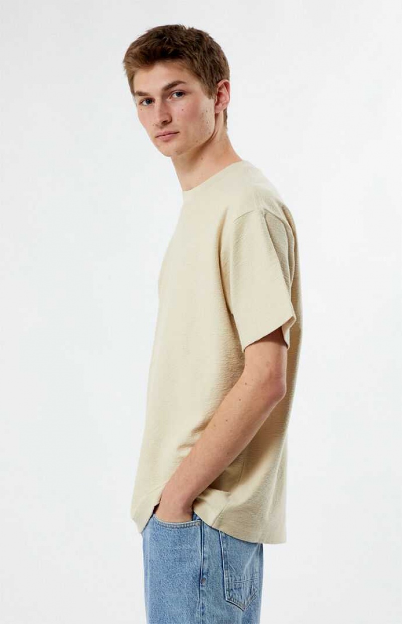 CREAM PacSun Cream Grooves T-Shirt | JYVQNPD-65