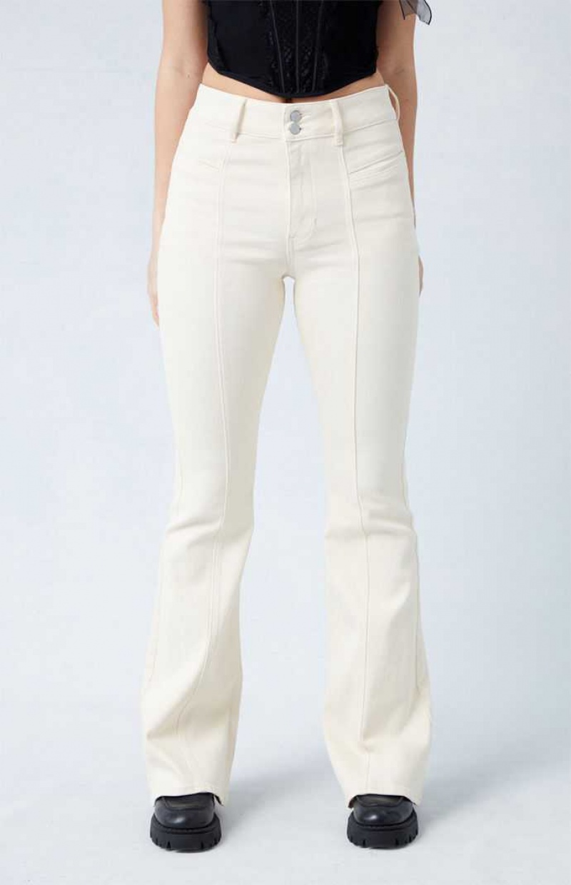 CREAM PacSun Cream High Waisted Flare Pants | QZEMAIN-69