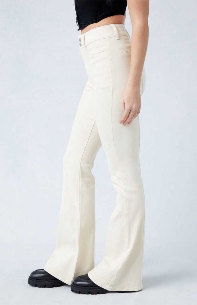 CREAM PacSun Cream High Waisted Flare Pants | QZEMAIN-69