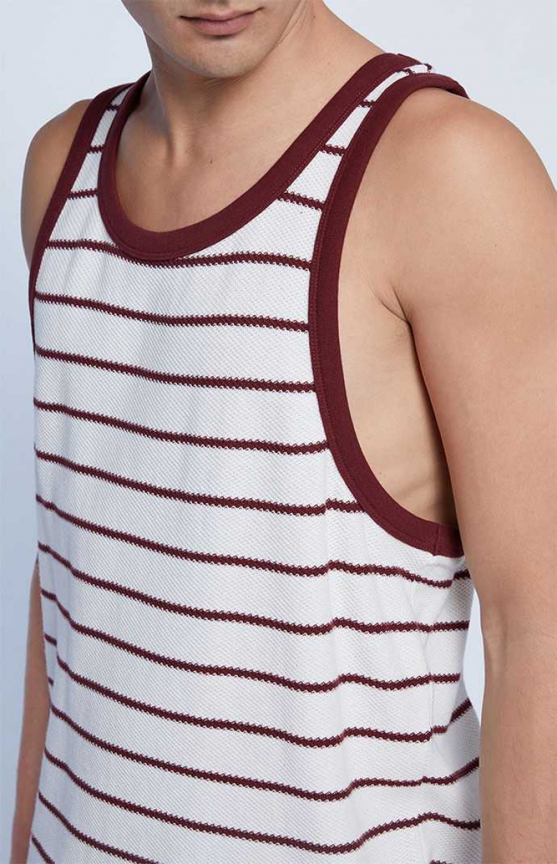 CREAM PacSun Cream Jacquard Striped Tank Top | MKTPAWJ-61