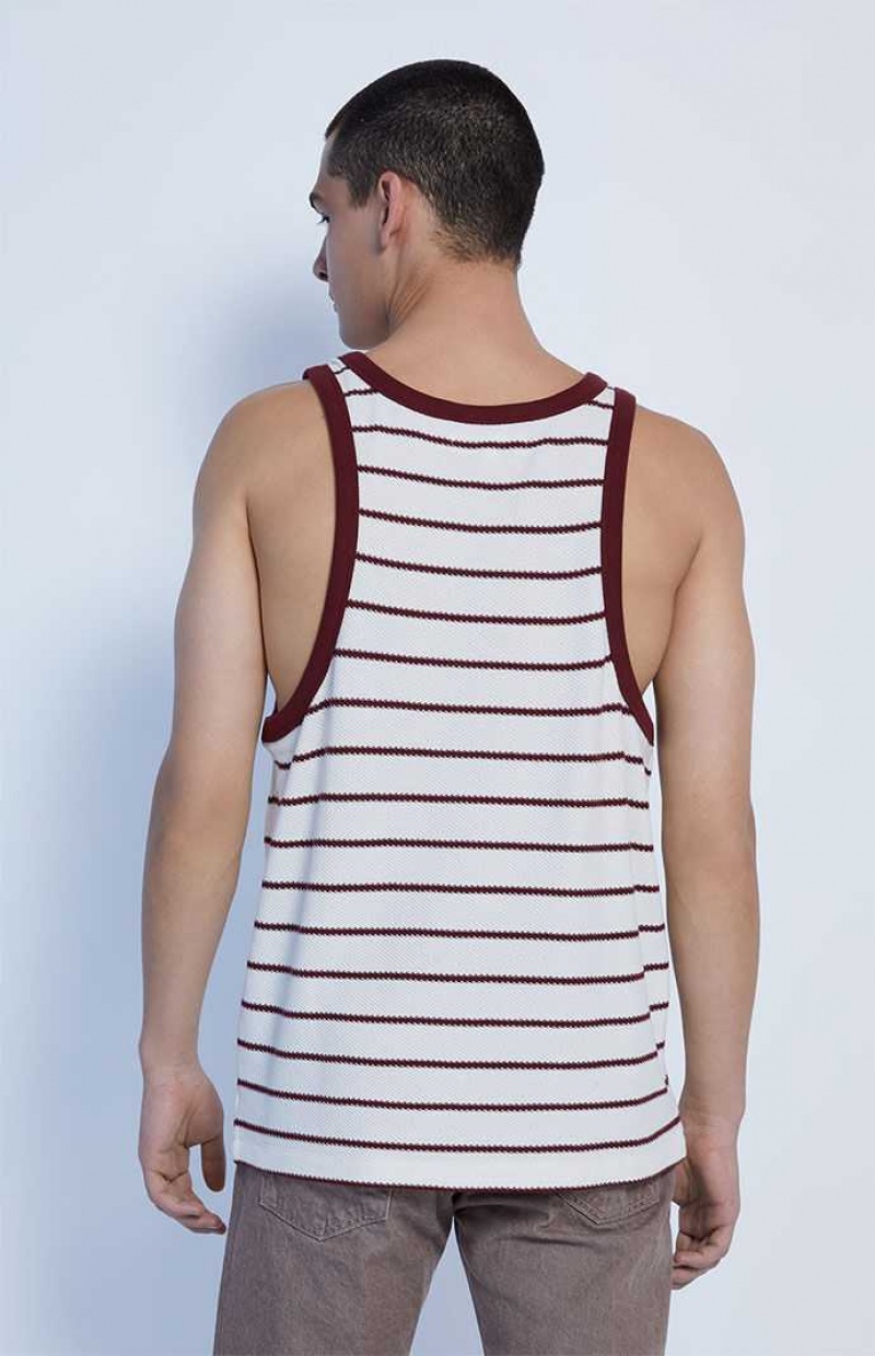 CREAM PacSun Cream Jacquard Striped Tank Top | MKTPAWJ-61