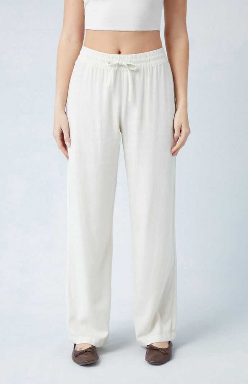 CREAM PacSun Cream Linen Pull-On Pants | SOLMRUH-50