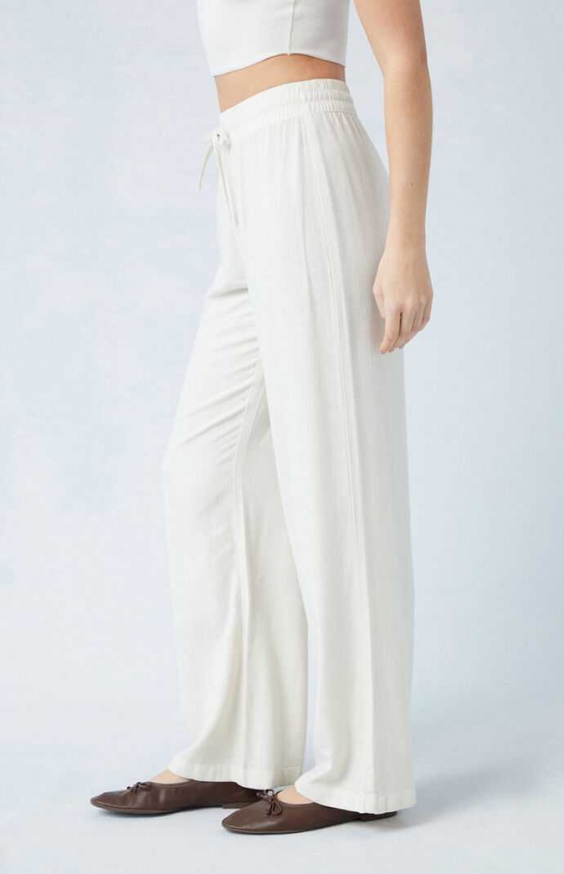 CREAM PacSun Cream Linen Pull-On Pants | SOLMRUH-50