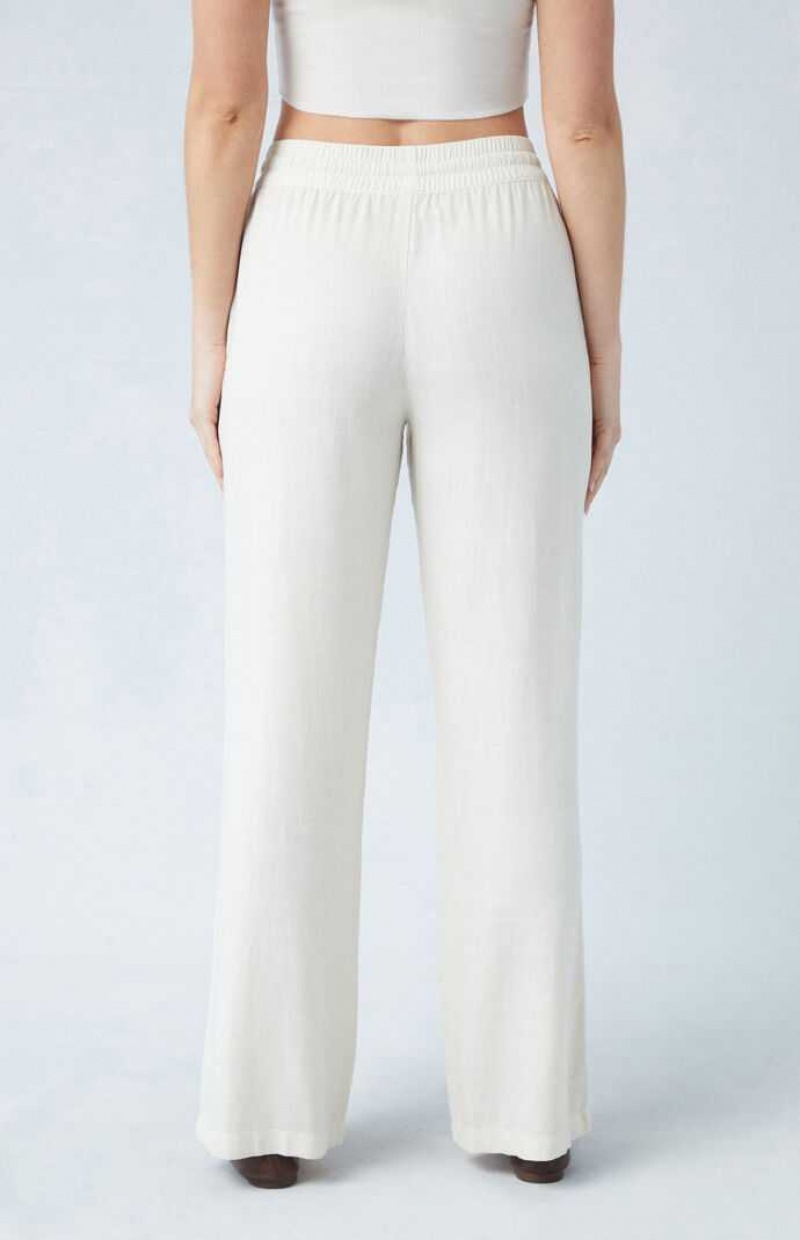 CREAM PacSun Cream Linen Pull-On Pants | SOLMRUH-50