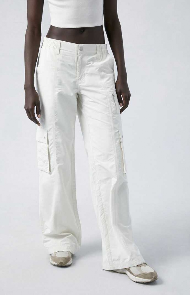 CREAM PacSun Cream Low Rise Cargo Puddle Pants | VGKFOAB-16