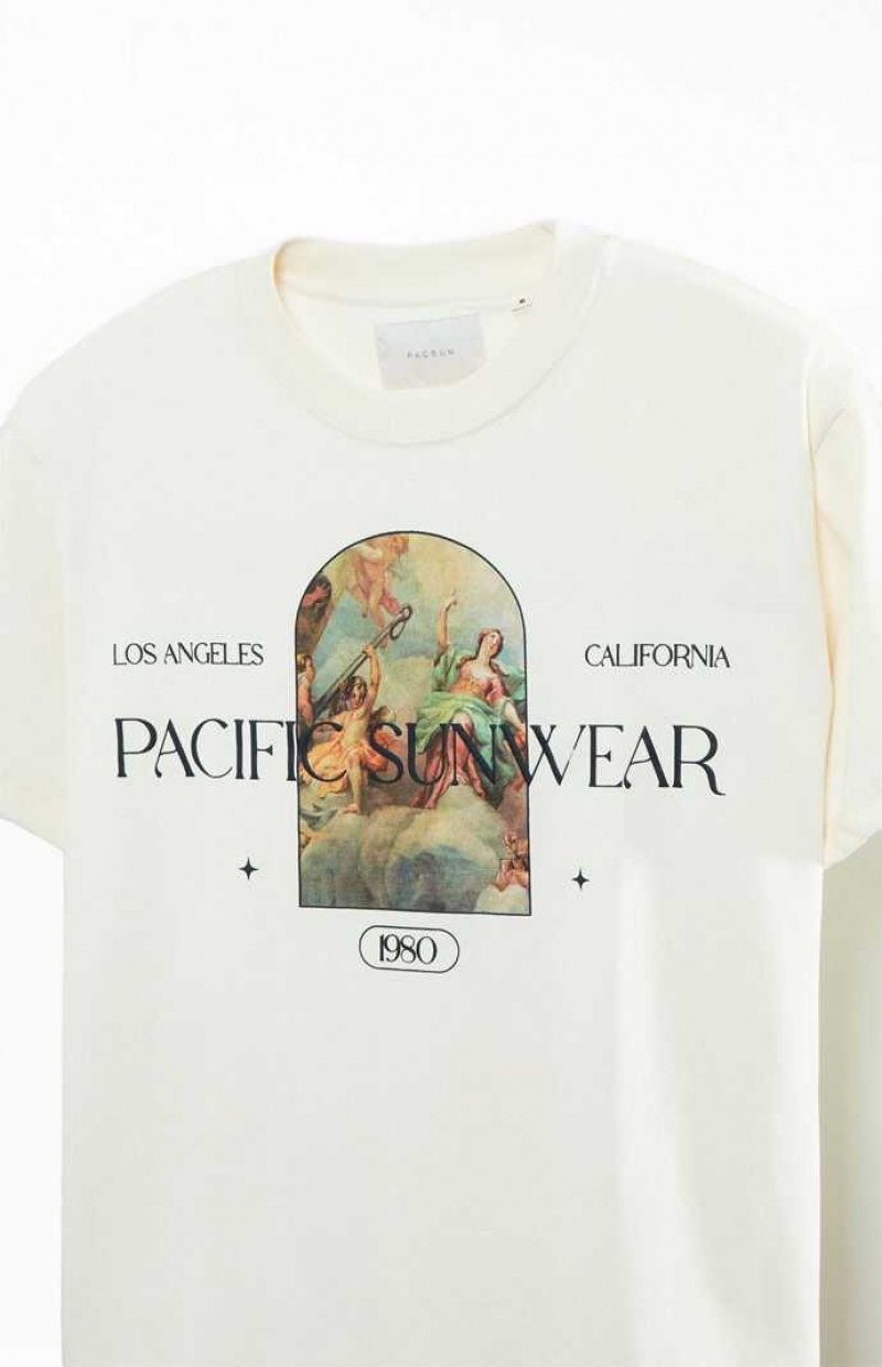 CREAM PacSun Cream Pacific Sunwear Renaissance T-Shirt | NJVGZRM-95