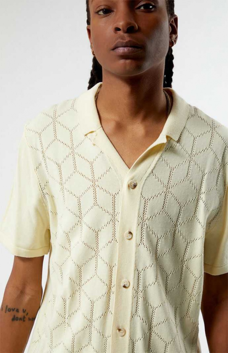 CREAM PacSun Cream Pattern Knit Shirt | QZKDAVJ-23