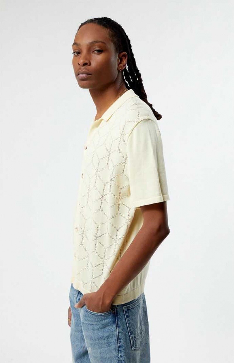 CREAM PacSun Cream Pattern Knit Shirt | QZKDAVJ-23