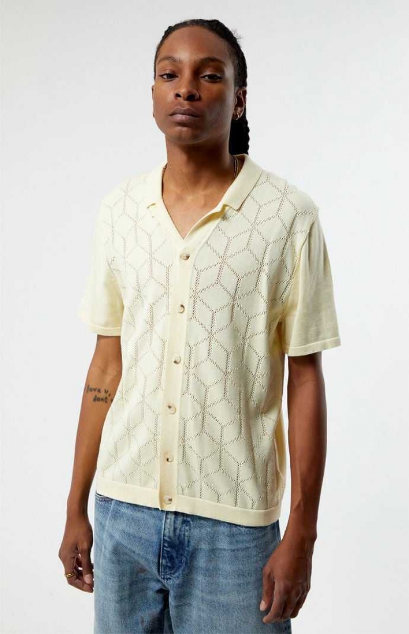 CREAM PacSun Cream Pattern Knit Shirt | QZKDAVJ-23