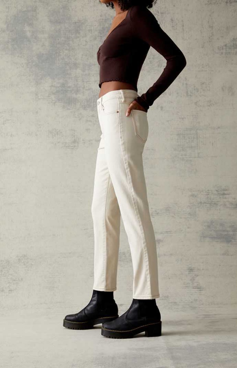 CREAM PacSun Cream Stretch Mom Jeans | MHRWYNG-49