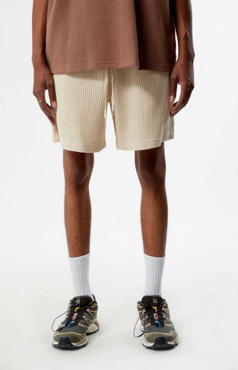 CREAM PacSun Cream Waffle Knit Volley Shorts | XKWSQOB-16