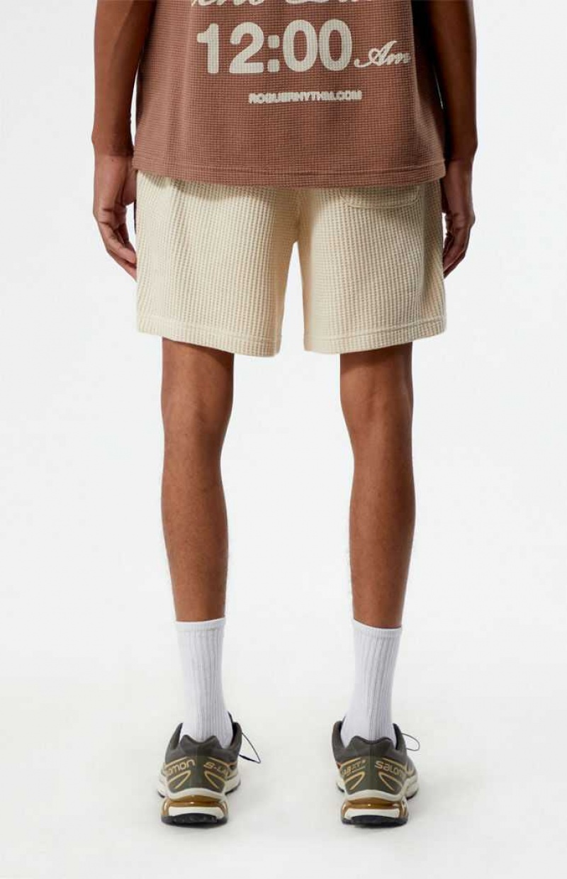 CREAM PacSun Cream Waffle Knit Volley Shorts | XKWSQOB-16