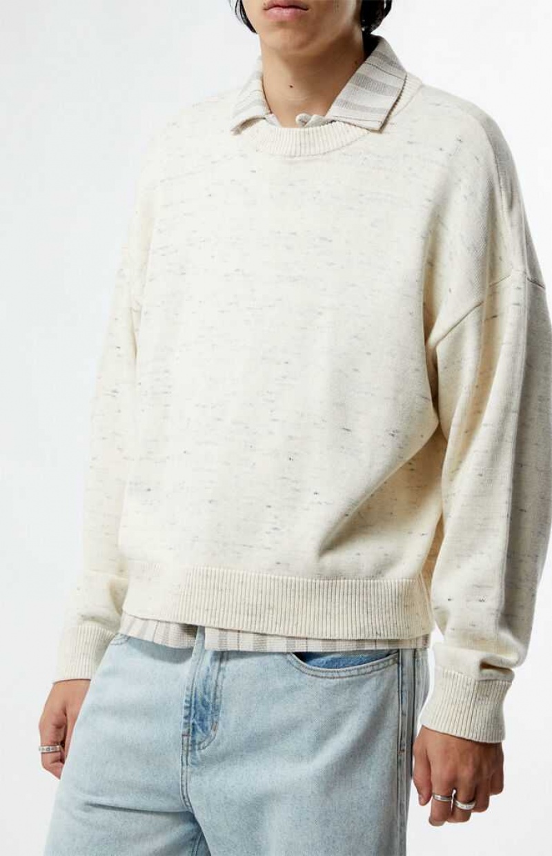 CREAM PacSun Cropped Crew Sweater | QOECSRP-06