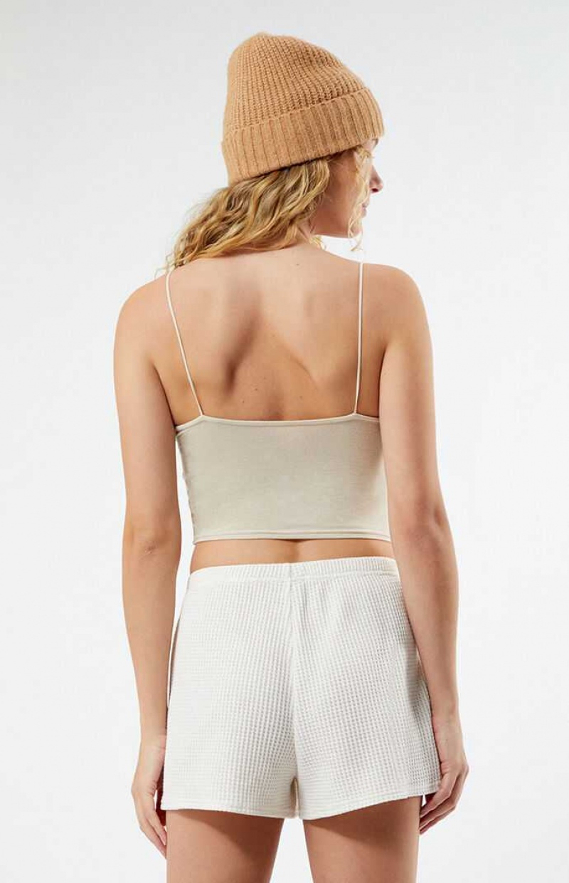 CREAM PacSun Easy Mini Waffle Knit Lounge Shorts | MPTHIUO-30