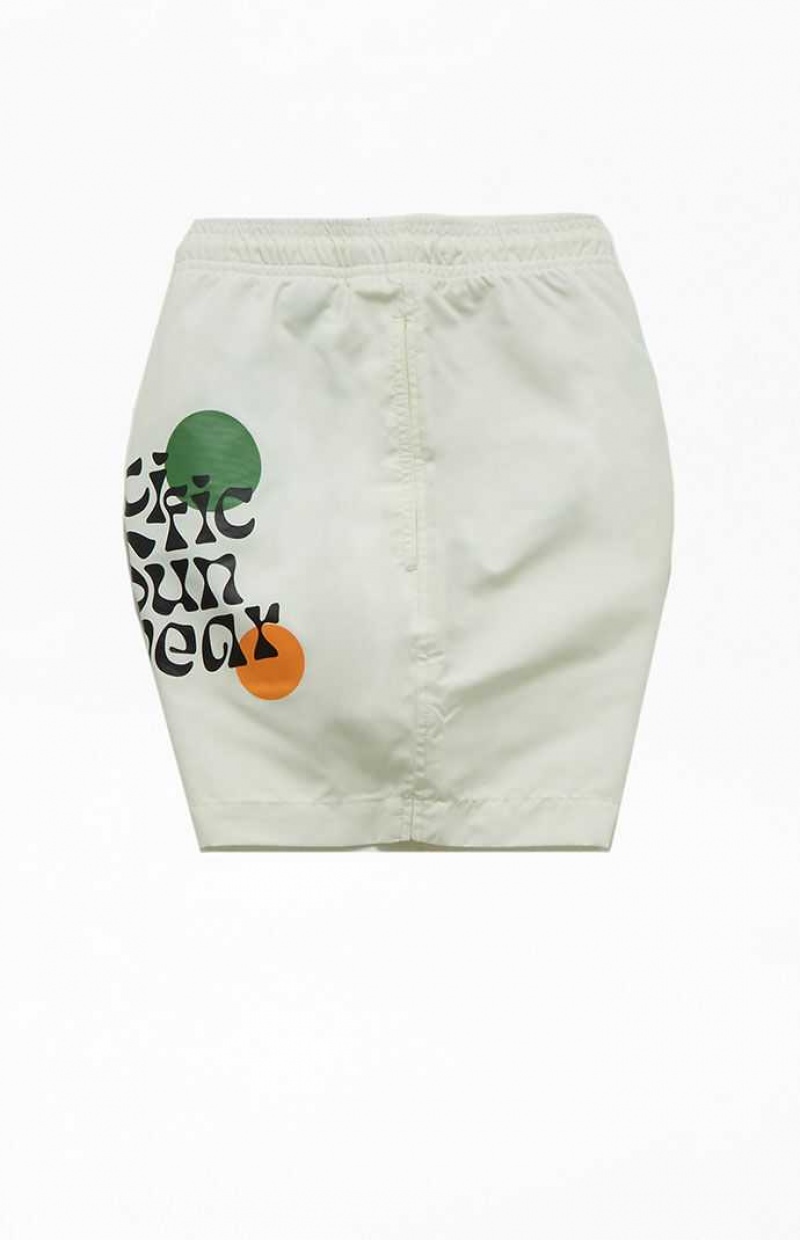 CREAM PacSun Eco Retro Graphic 4.5" Swim Trunks | OFWQRYA-23