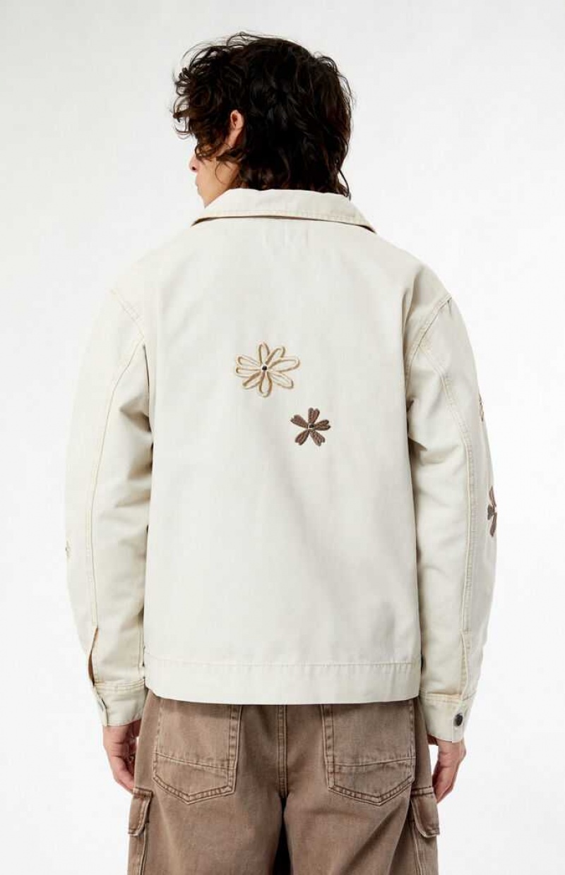 CREAM PacSun Floral Applique Jacket | UWVFZIN-17