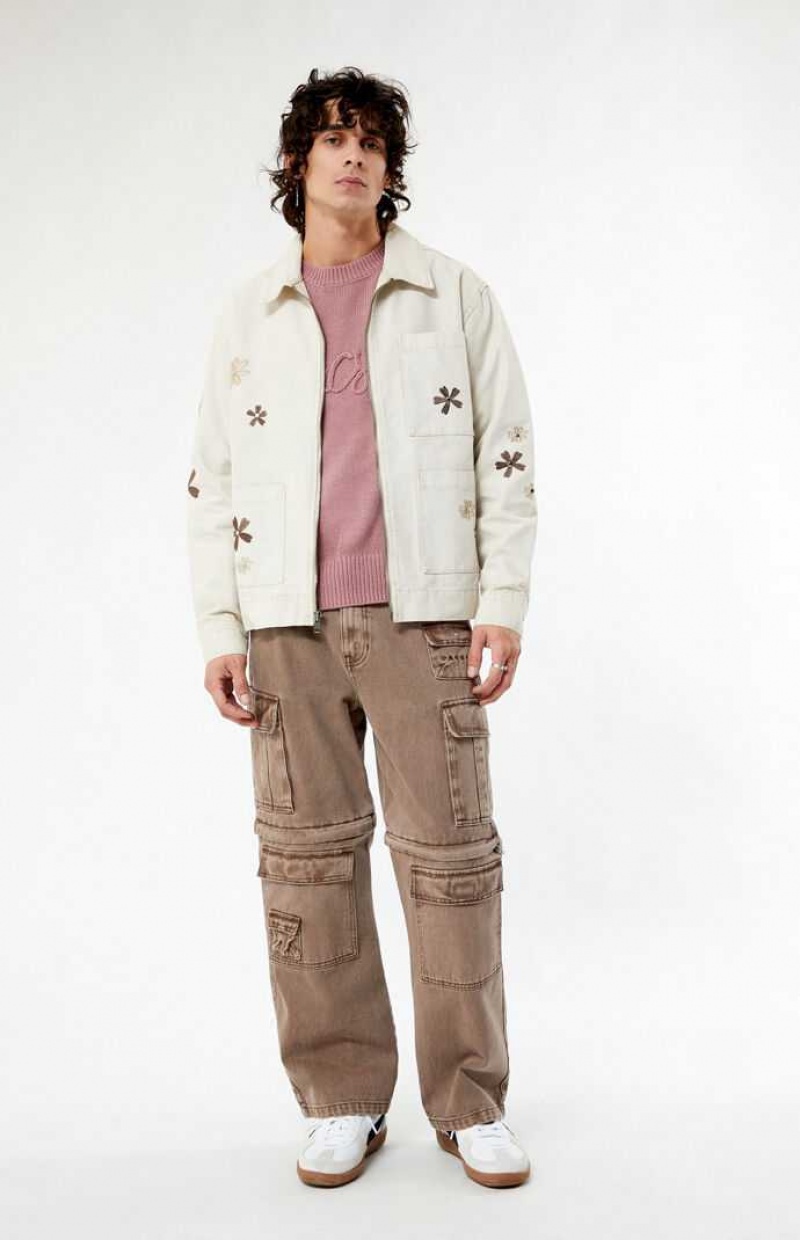 CREAM PacSun Floral Applique Jacket | UWVFZIN-17