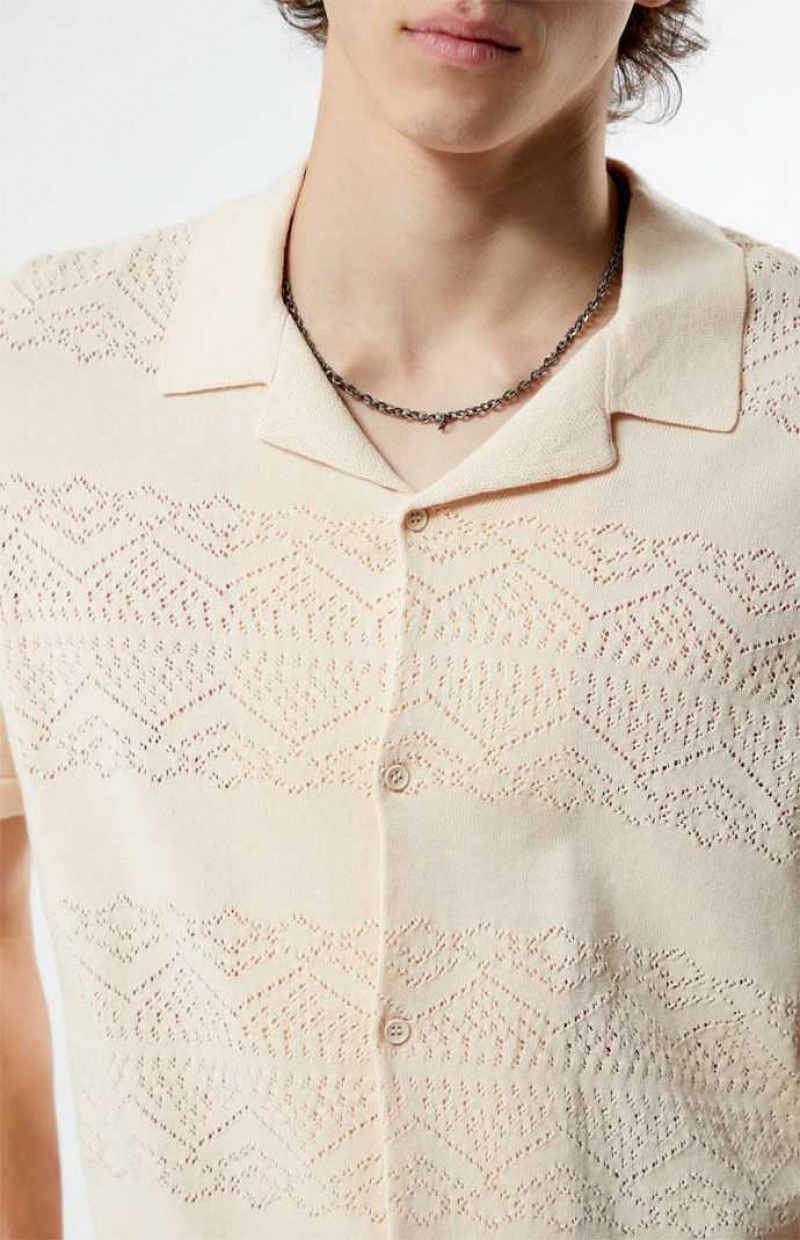 CREAM PacSun Hudson Cream Oversized Camp Shirt | WTSOYAG-31