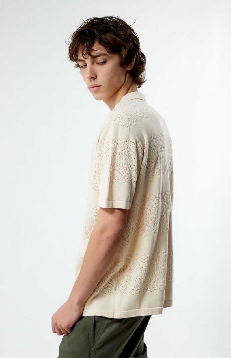 CREAM PacSun Hudson Cream Oversized Camp Shirt | WTSOYAG-31