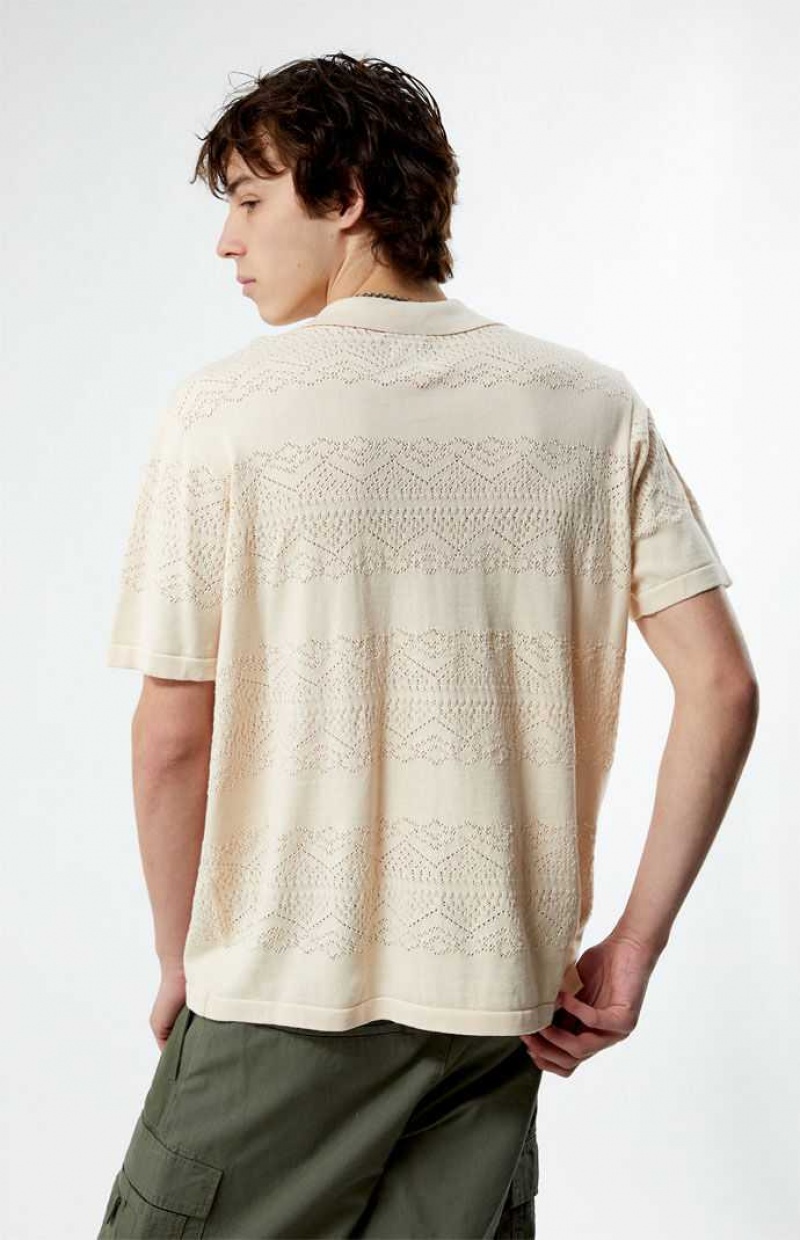 CREAM PacSun Hudson Cream Oversized Camp Shirt | WTSOYAG-31