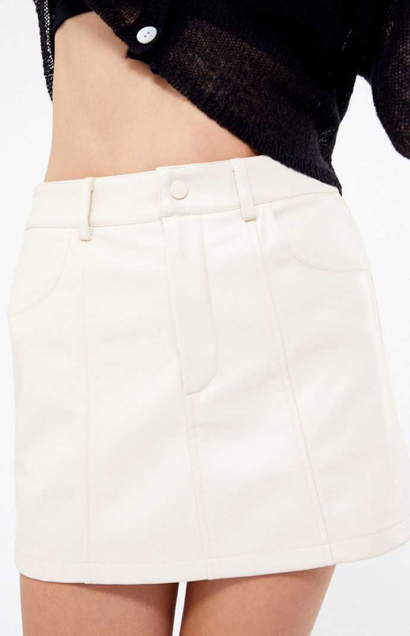 CREAM PacSun Kendall & Kylie Faux Leather Paneled Skort | ZWNDJUI-57