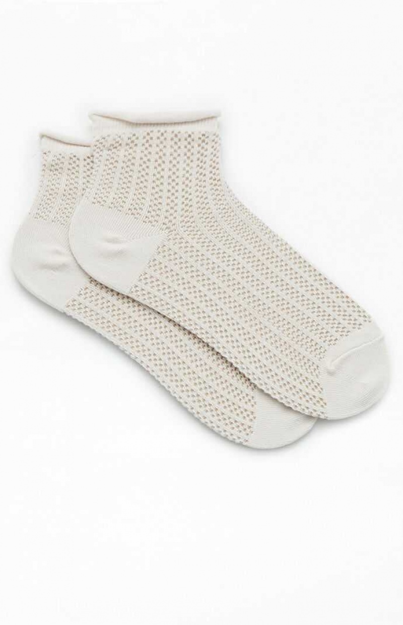 CREAM PacSun Knit Mesh Ankle Socks | KVFDQWL-56