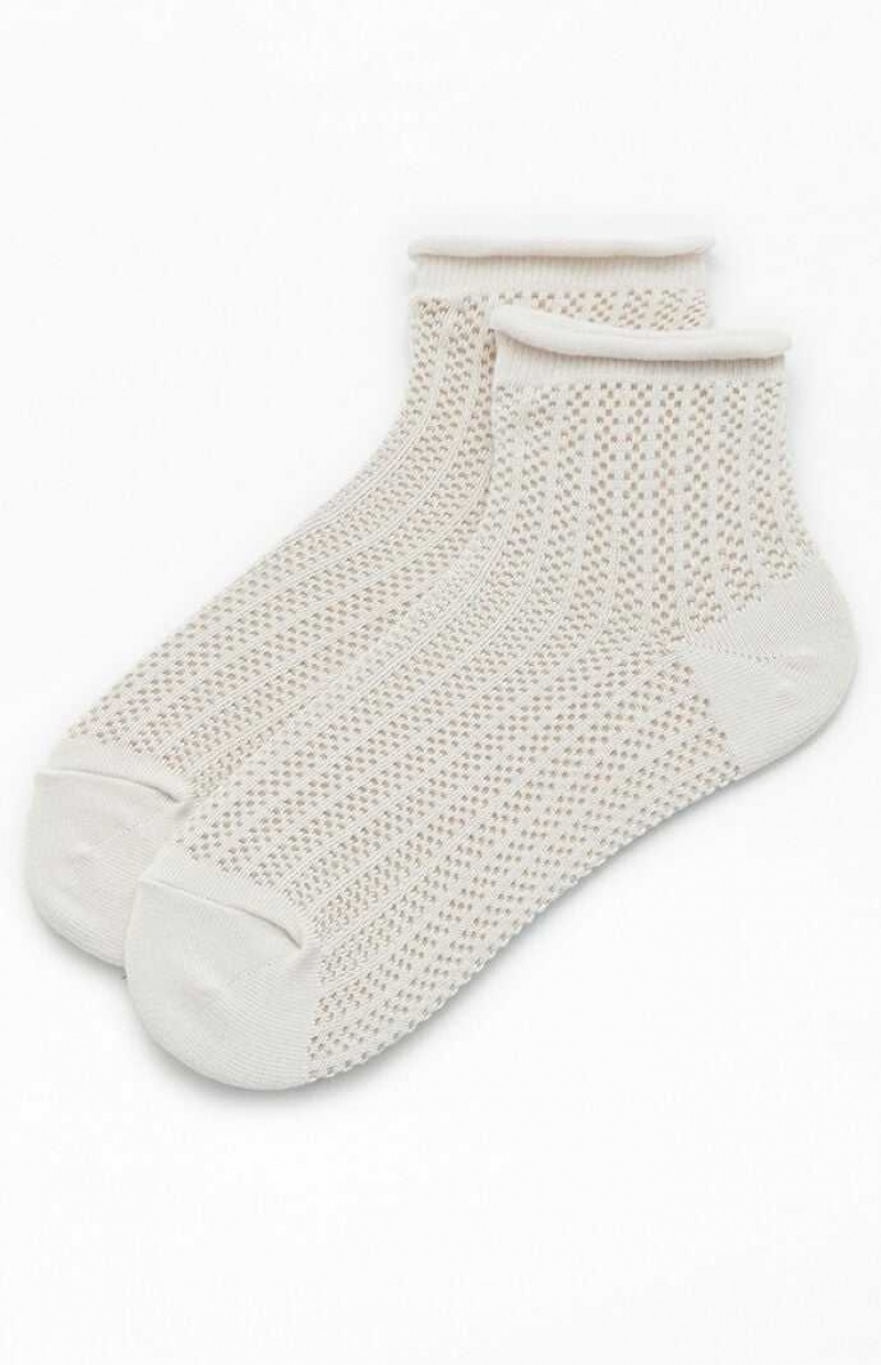 CREAM PacSun Knit Mesh Ankle Socks | KVFDQWL-56