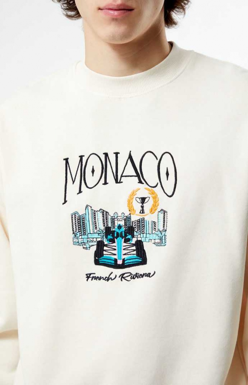 CREAM PacSun Monaco Embroidered Crew Neck Sweatshirt | ADGTKOM-13