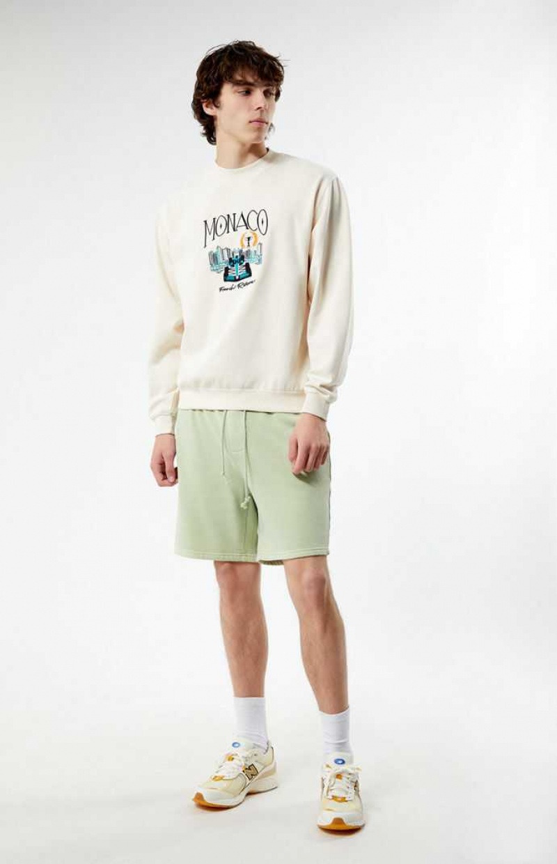 CREAM PacSun Monaco Embroidered Crew Neck Sweatshirt | ADGTKOM-13