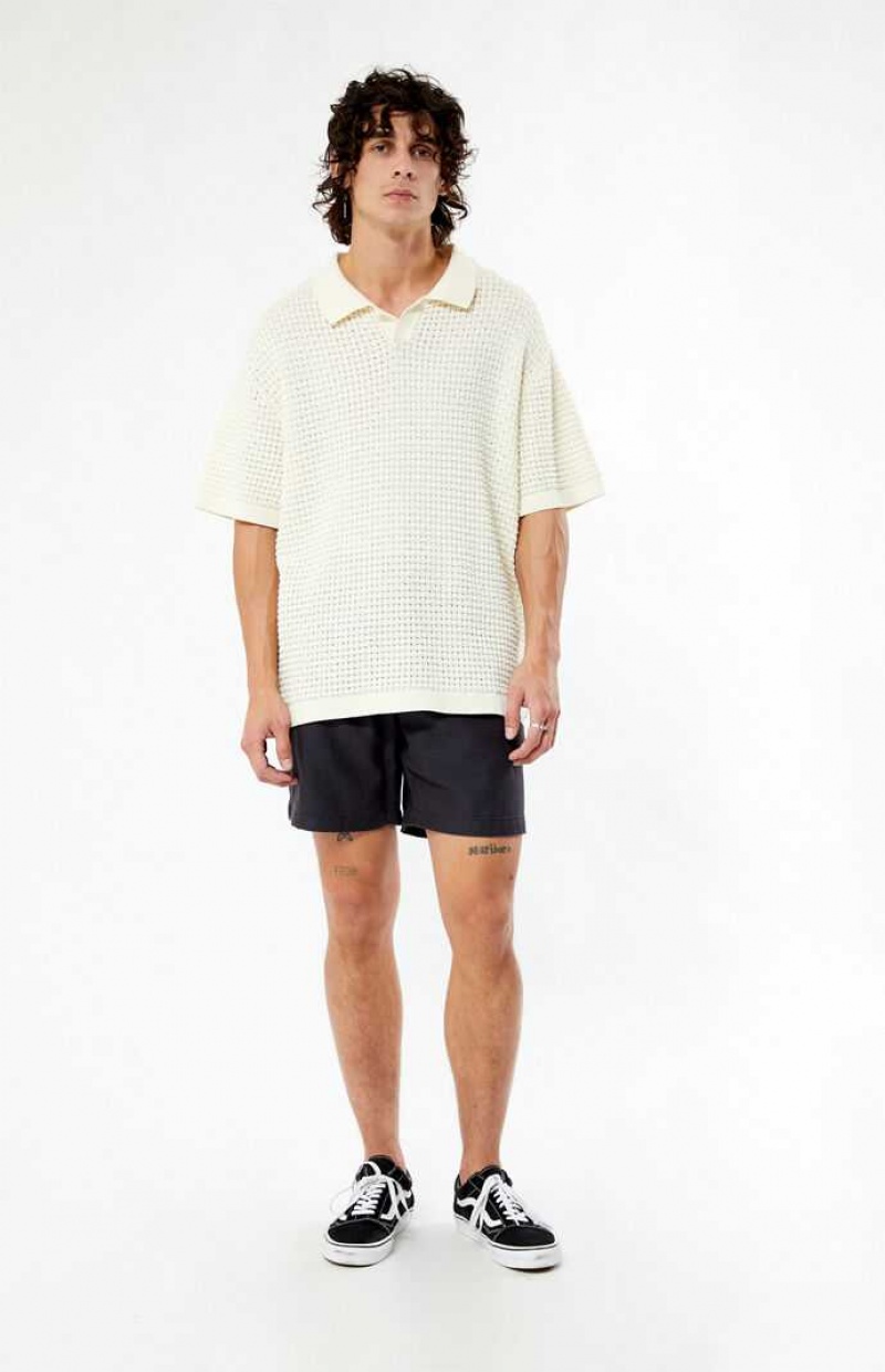 CREAM PacSun Open Knit Polo Shirt | DPTMUXF-02