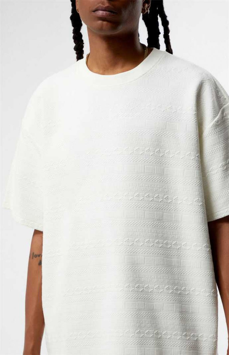 CREAM PacSun Oversized Jacquard Knit T-Shirt | HNFQBZK-19