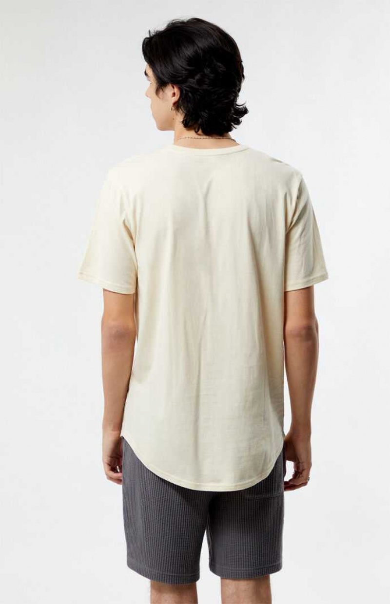 CREAM PacSun PS Basics Cream Basic Scallop T-Shirt | IZYMVEC-61