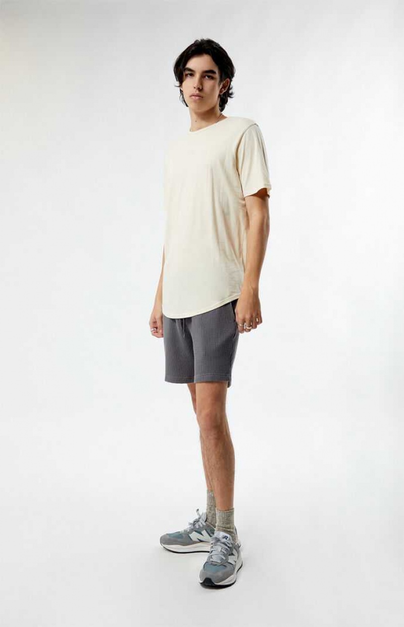 CREAM PacSun PS Basics Cream Basic Scallop T-Shirt | IZYMVEC-61