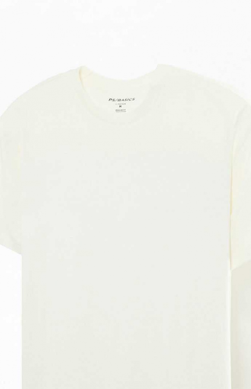 CREAM PacSun PS Basics Cream Reece Regular T-Shirt | HFTAKOX-60