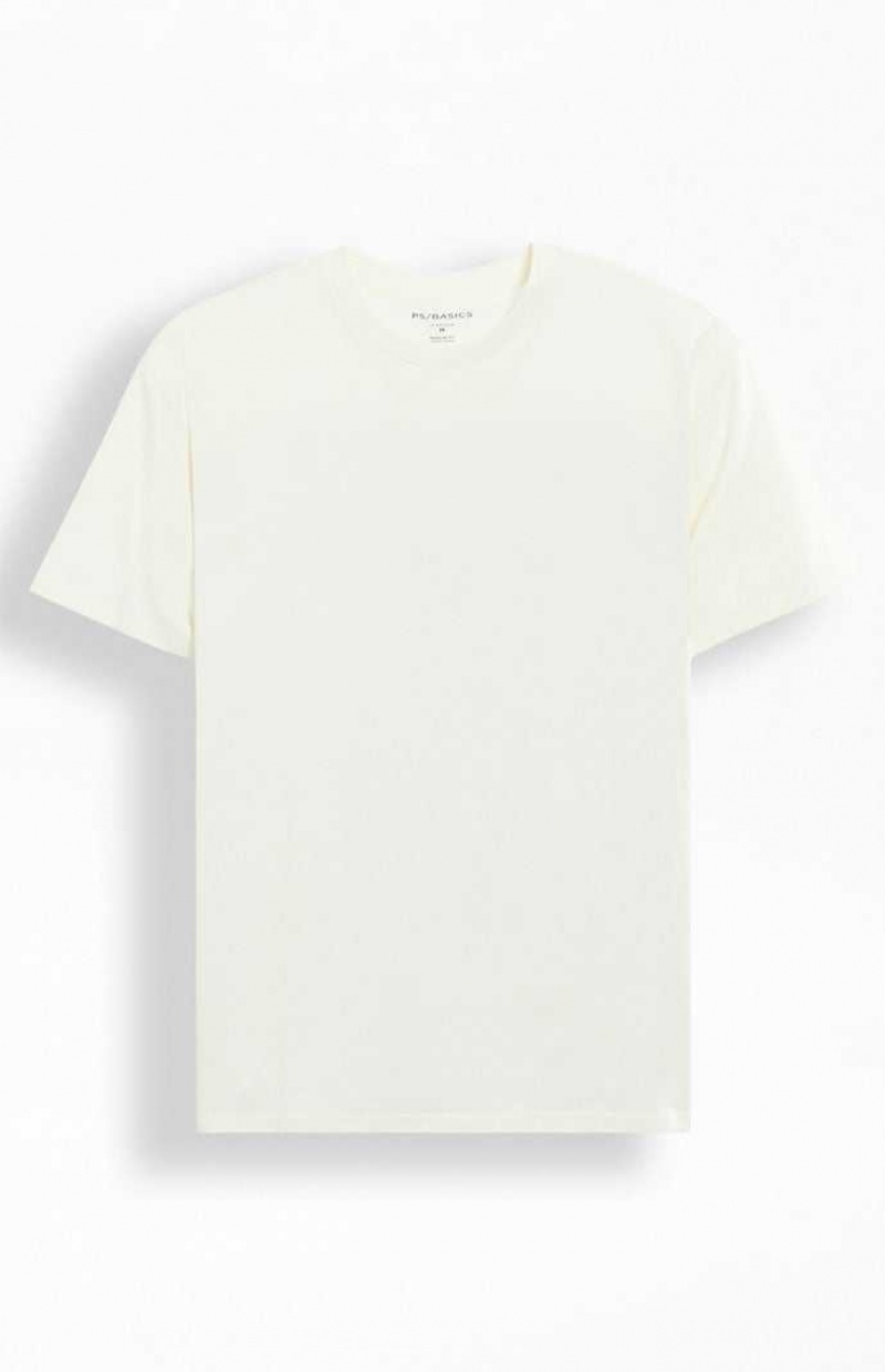 CREAM PacSun PS Basics Cream Reece Regular T-Shirt | HFTAKOX-60