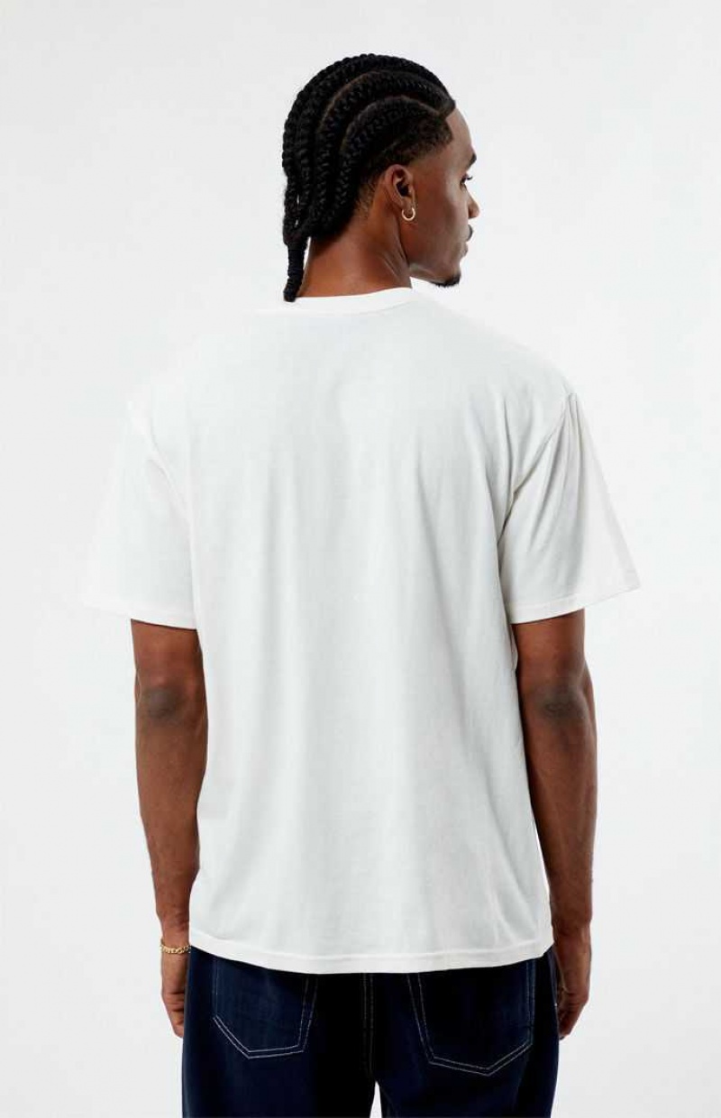 CREAM PacSun PS Basics Cursive LA Embroidered T-Shirt | YLRDQAO-05