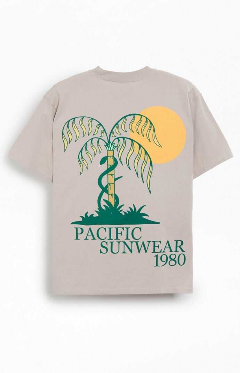 CREAM PacSun Pacific Sunwear Palms T-Shirt | EZPVWUB-62