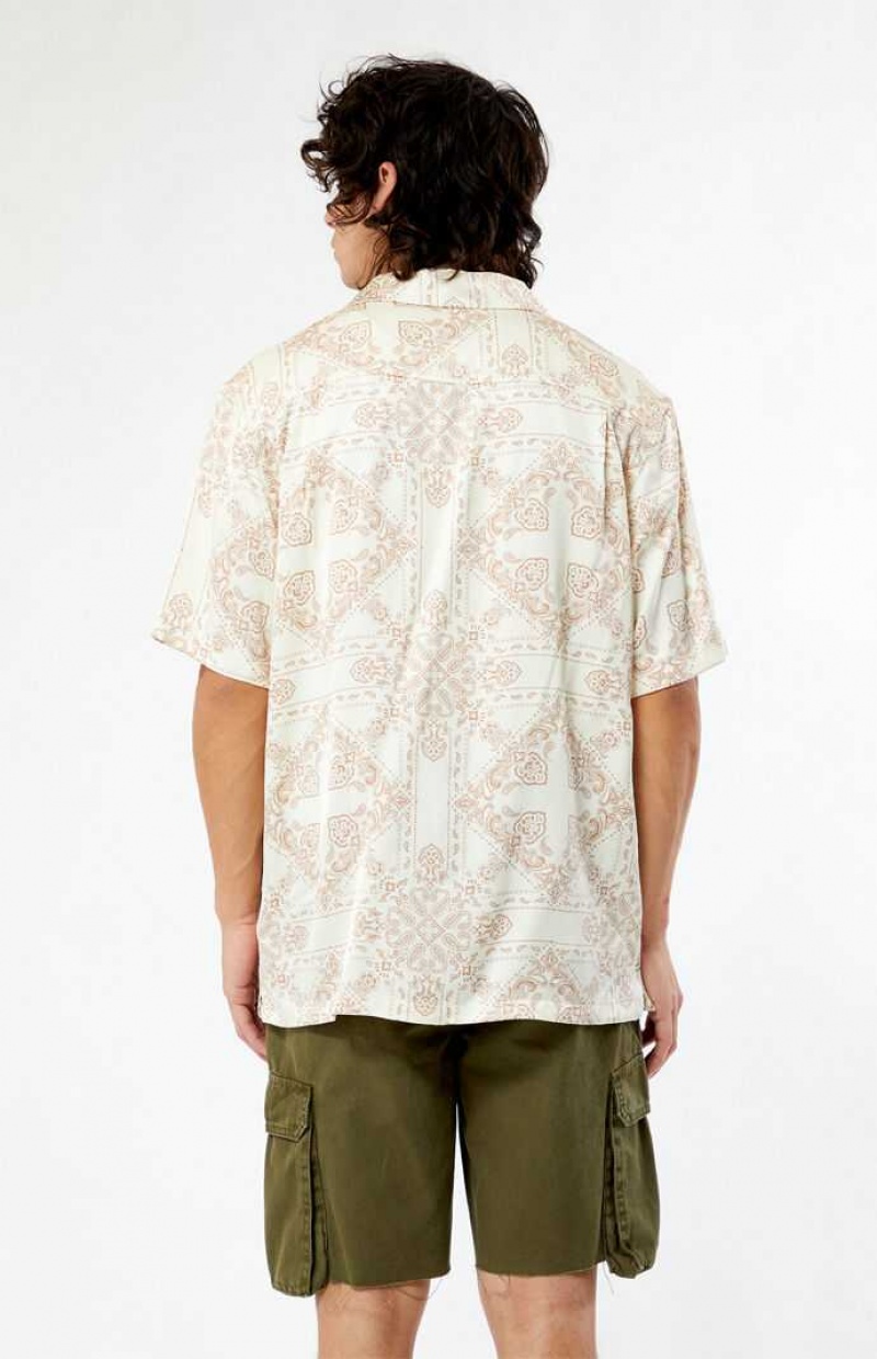 CREAM PacSun Paisley Camp Shirt | ZMESFNP-02