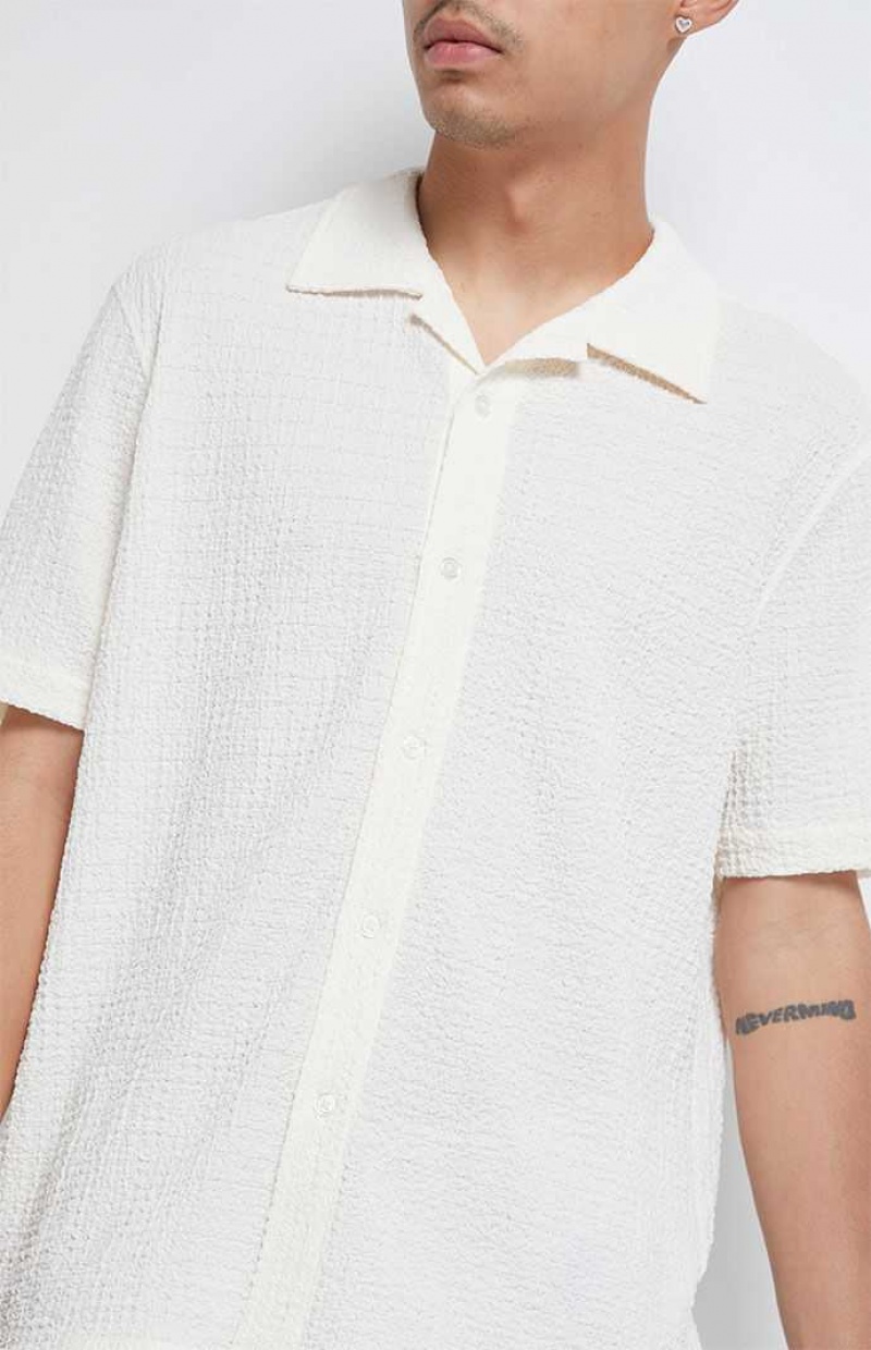 CREAM PacSun Pointelle Woven Button Down Shirt | AJVXEWD-58