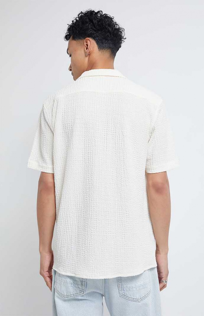 CREAM PacSun Pointelle Woven Button Down Shirt | AJVXEWD-58