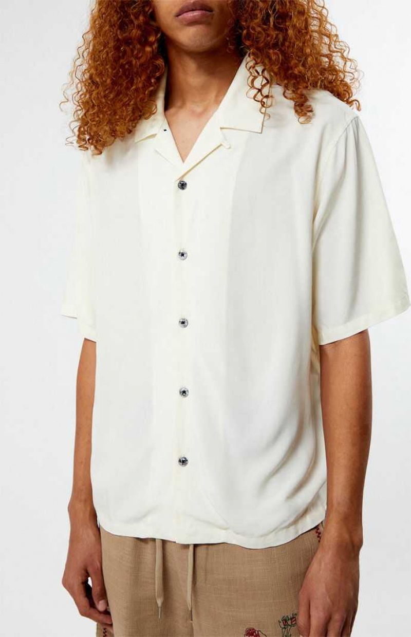 CREAM PacSun Recycled Solid White Camp Shirt | NUFXIQS-19