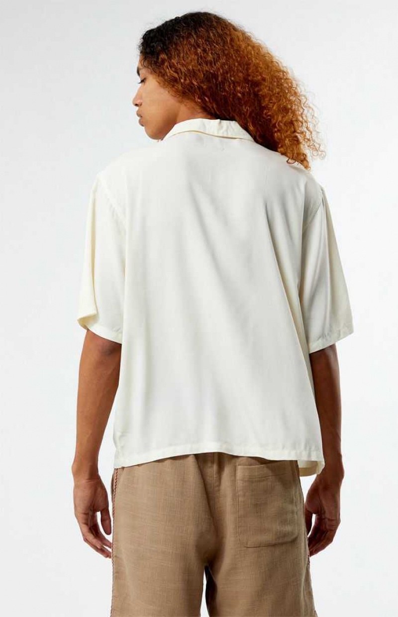 CREAM PacSun Recycled Solid White Camp Shirt | NUFXIQS-19