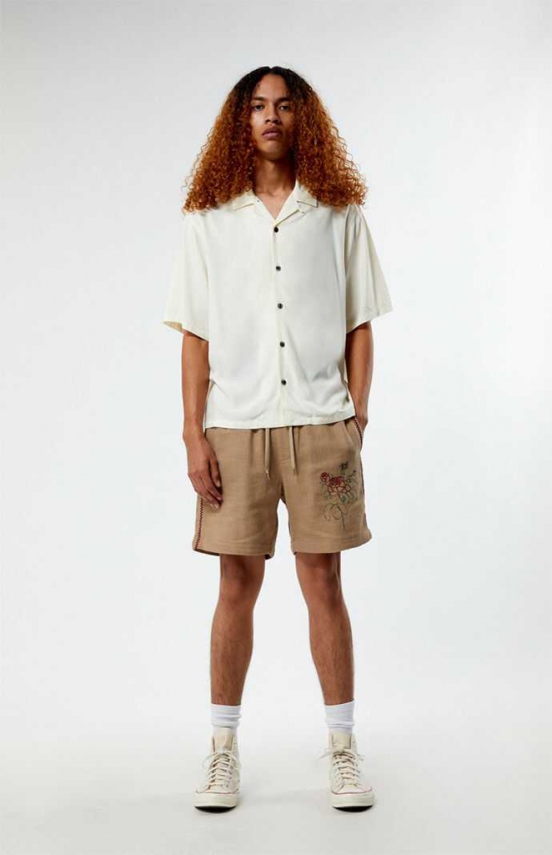 CREAM PacSun Recycled Solid White Camp Shirt | NUFXIQS-19