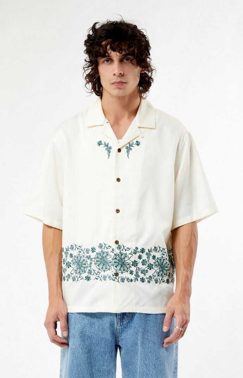 CREAM PacSun Remi Oversized Camp Shirt | TKDXAWI-02