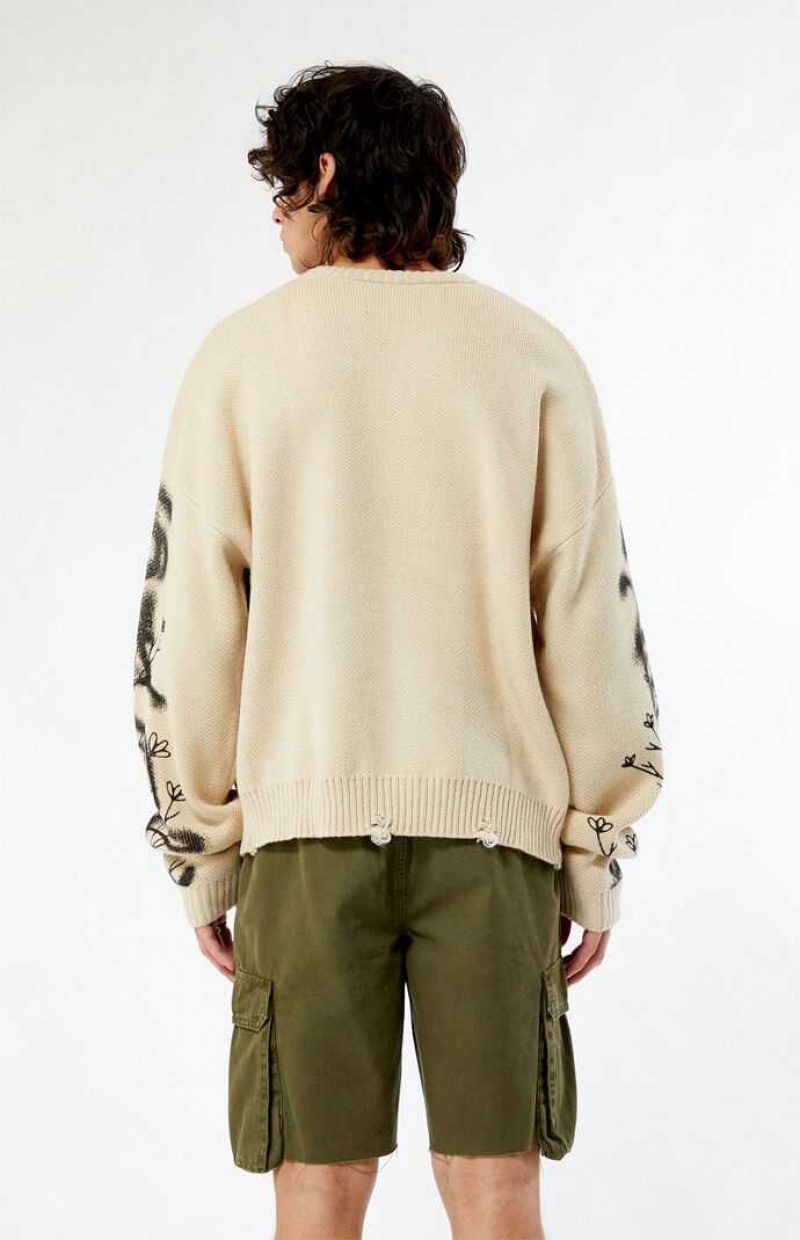 CREAM PacSun Scrap The City Cropped Sweater | BMZVUIG-35